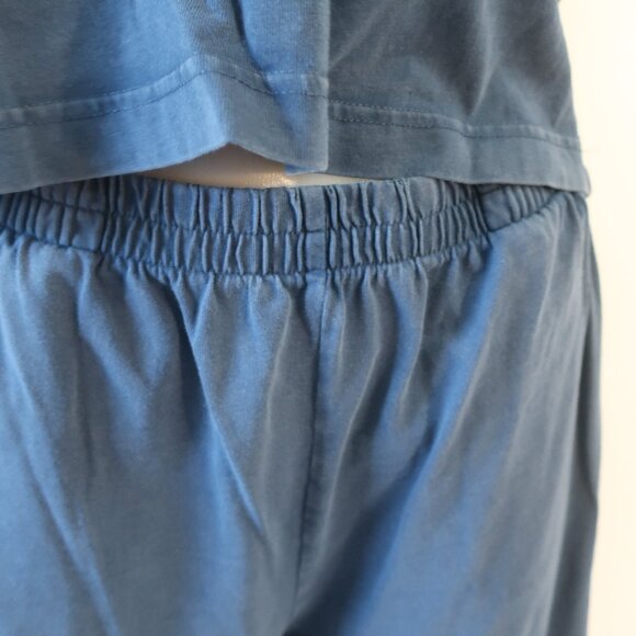 Women Z Supply Teal 2Pc Lounge Set Cotton V-Neck Top Pull-On Flared Crop Pants M - Picture 4 of 13